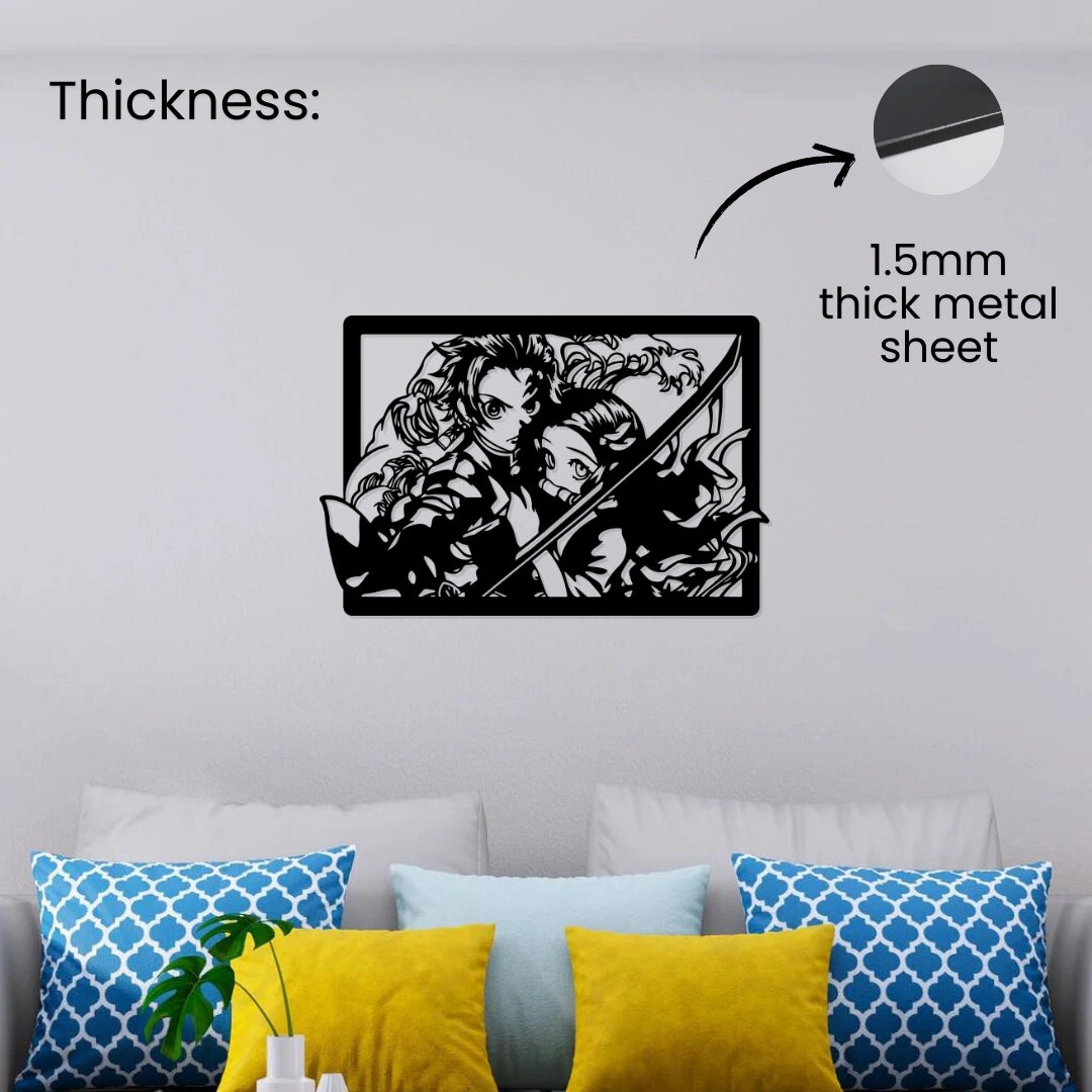 Demon Slayer Tanjiro Nezuko Metal Wall Art 1.5mm thick metal sheet