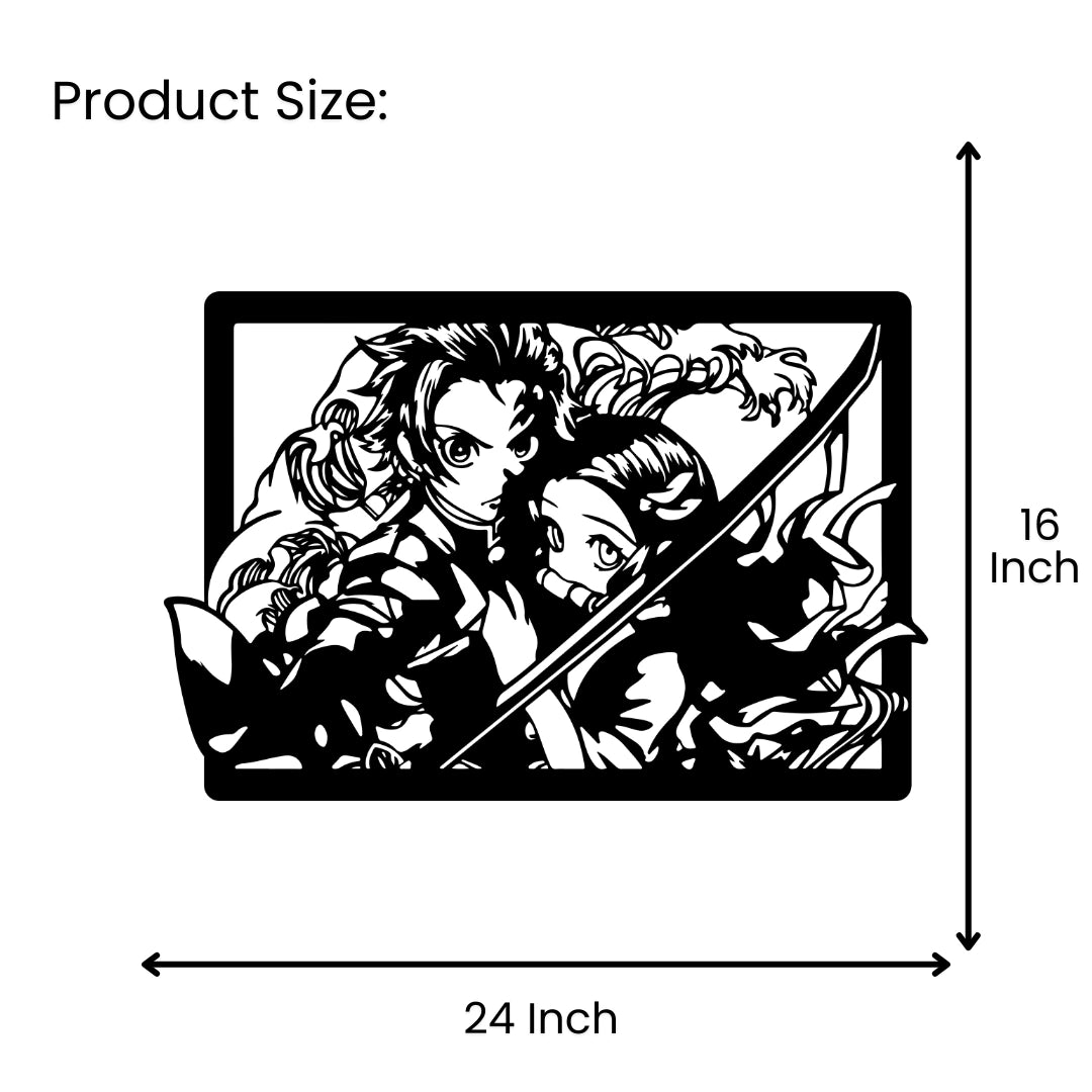 Demon Slayer Tanjiro Nezuko Metal Wall Art 24 inch x 16 inch size guide