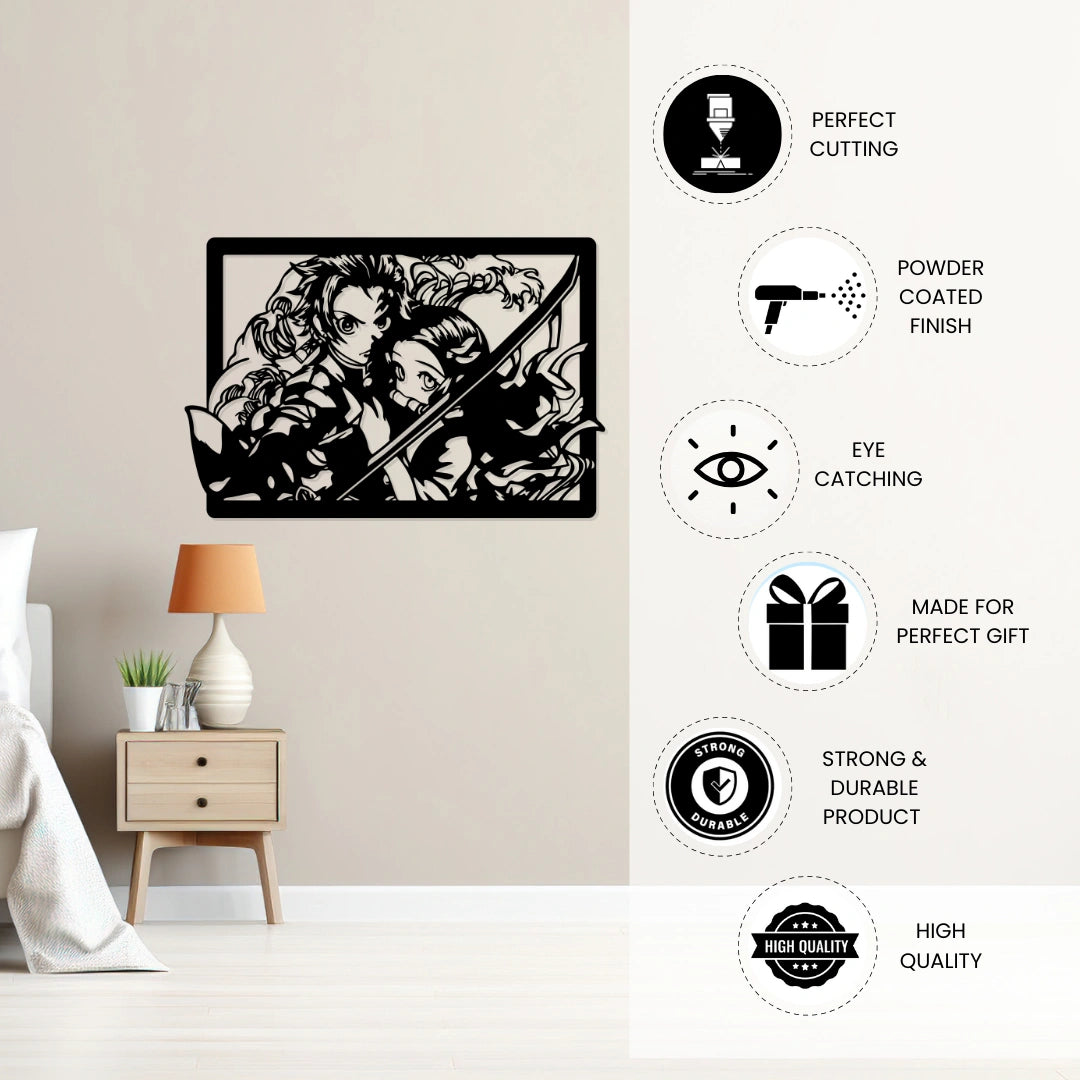 Demon Slayer Tanjiro Nezuko Metal Wall Art powder coated finish features