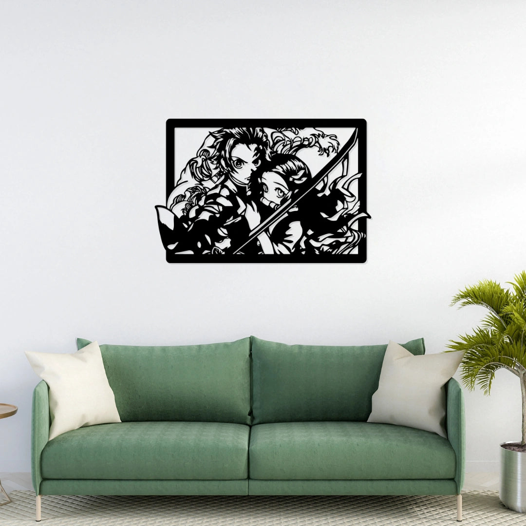 Demon Slayer Tanjiro Nezuko Metal Wall Art sofa wall decor