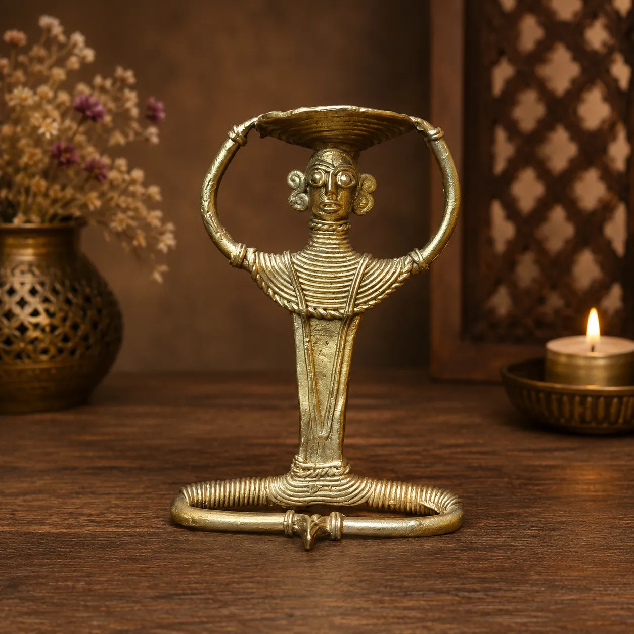 Dhokra Craft Diya Holder handcrafted decorative diya stand