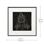 Dimension chart showing 11.5 x 11.5 inch size of Goddess Laxmi framed wall art
