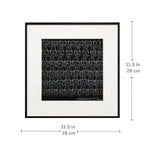 Dimension chart showing 11.5 x 11.5 inch size of Human Faces framed wall art
