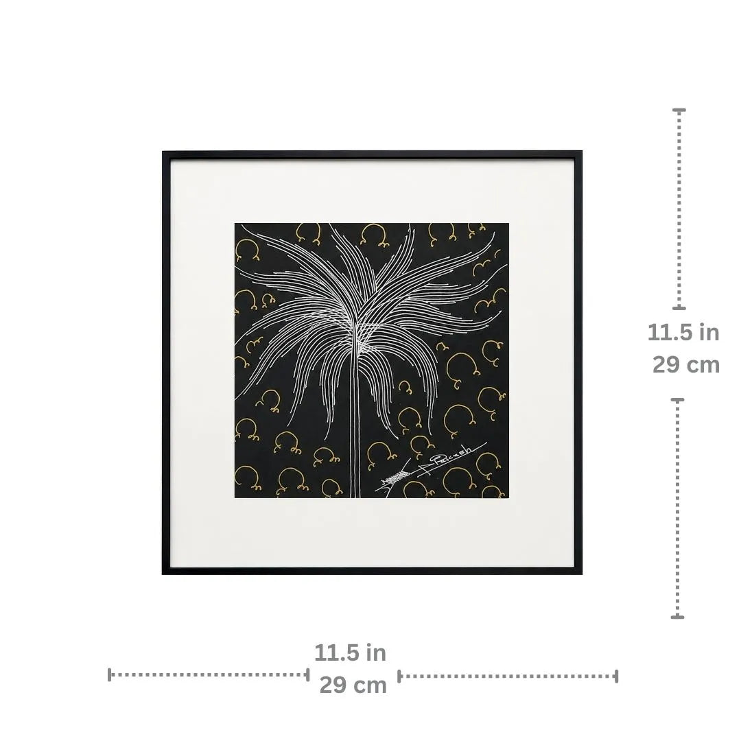 Dimension chart showing 11.5 x 11.5 inch size of Kalpataru framed wall art
