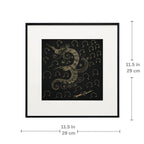 Dimension chart showing 11.5 x 11.5 inch size of Om Shree Namah framed wall art
