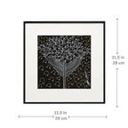 Dimension chart showing 11.5 x 11.5 inch size of Tree of Life framed wall art
