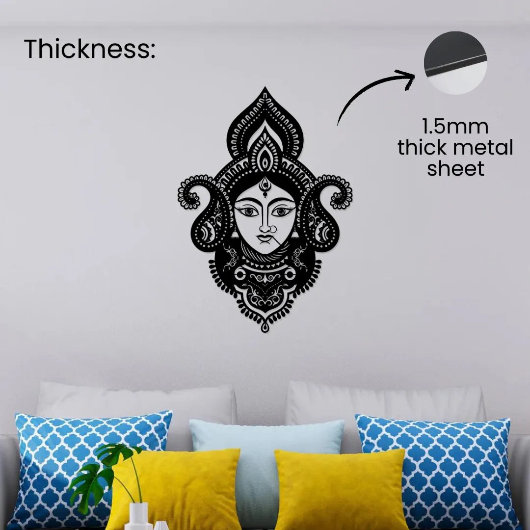 Durga Face Metal Wall Art 1.5mm thick metal sheet