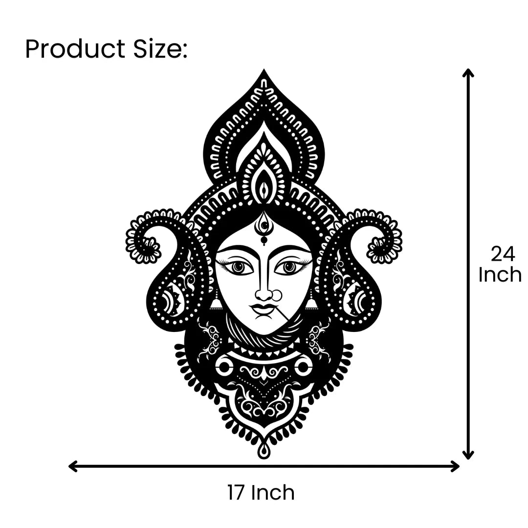 Durga Face Metal Wall Art 24 inch x 17 inch size guide