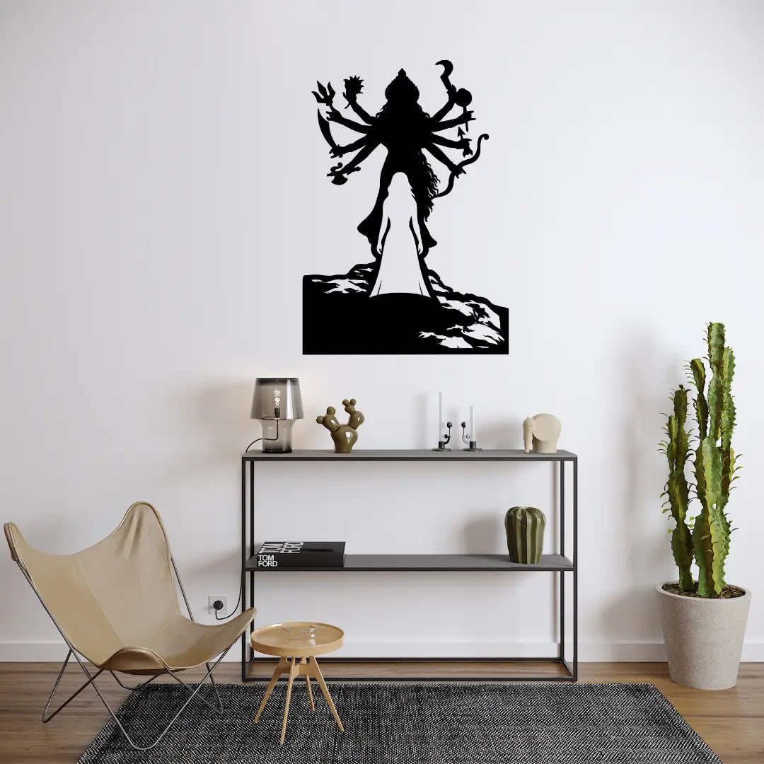 Durga metal wall art wall decor displayed above console table