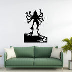 Durga metal wall art wall hanging displayed above sofa