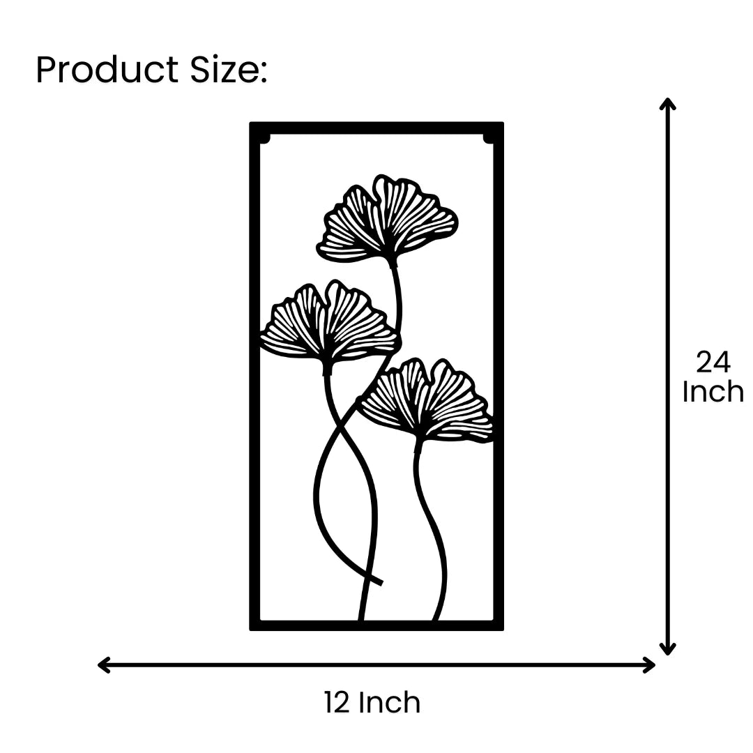 Floral metal wall art 12x24 inch size
