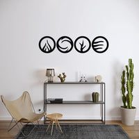 Artrooms Four Elements Metal Wall Art - Wall Decoration | Wall Hanging (48x12 inch) | Black Matte Finish