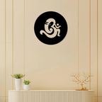 Om Ganesha metal wall art round black decor hanging above kitchen counter – modern Hindu home decor

