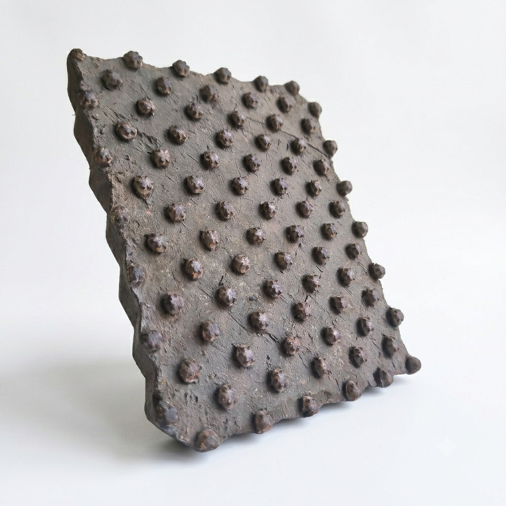 Vintage Hand-Carved Wooden Printing Block – Dotted Bead Design
