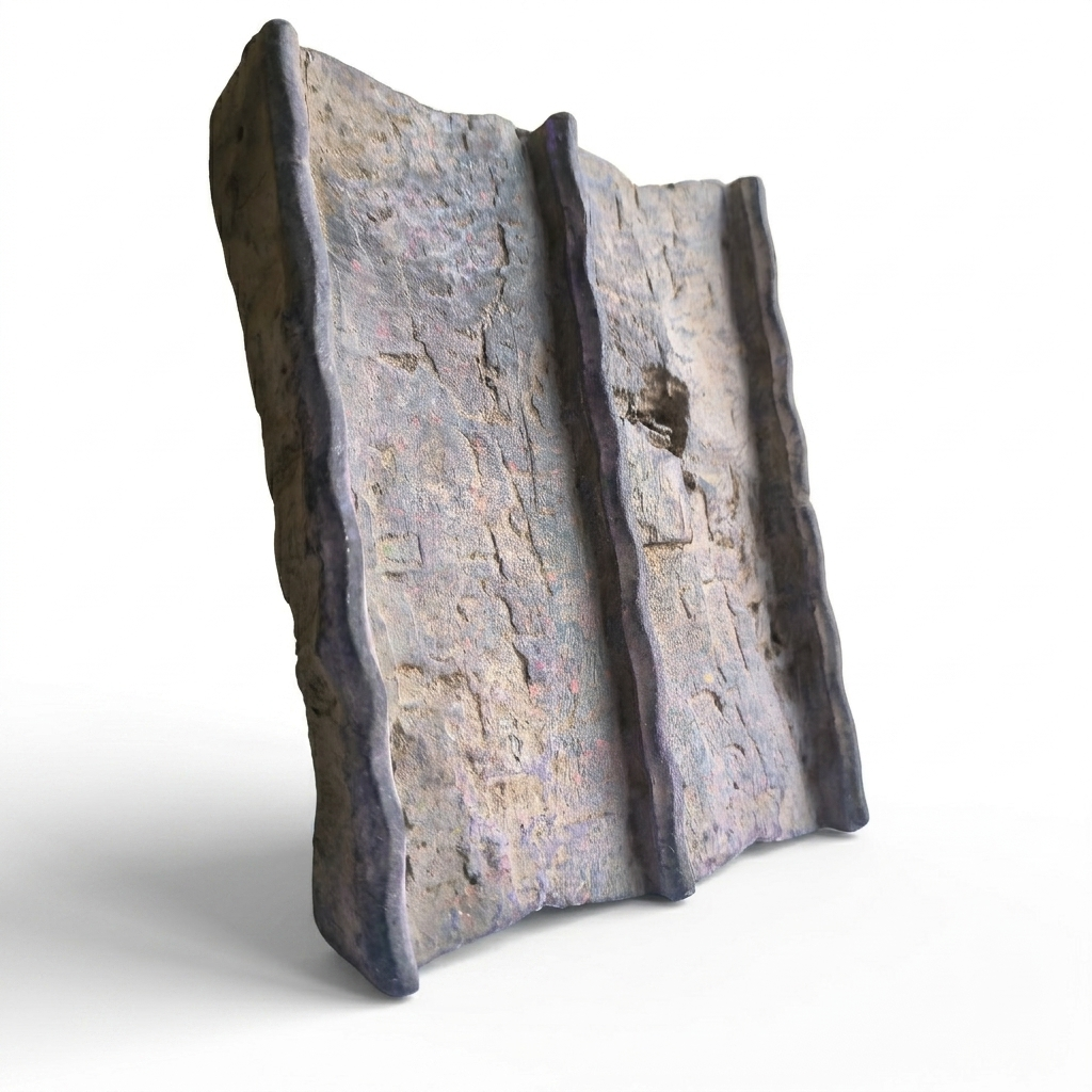 Vintage Hand-Carved Wooden Printing Block – Ridged Stripe Design
