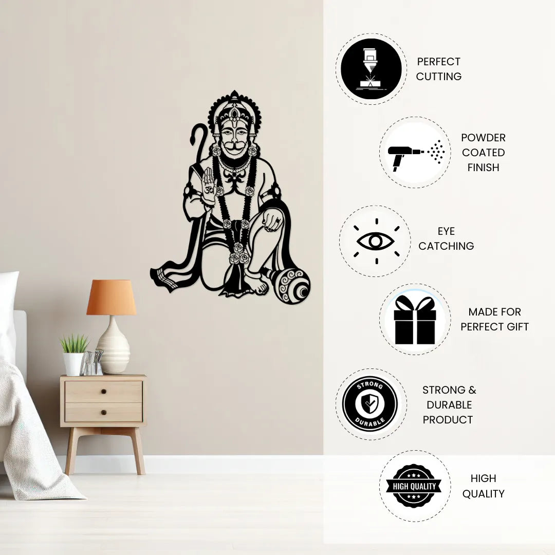 Hanuman Metal Wall Art powder coated finish details