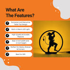 Hanuman Table Lamp features infographic showing warm LED, durable material, 6-inch size, and gift use
