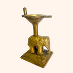 Vintage Brass Diya Stand with Elephant Figure - Handcrafted