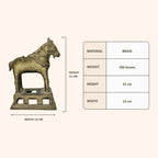 Antique Brass Temple Horse Statue on Pierced Base