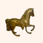 Antique Brass Prancing Horse Statue with Saddle