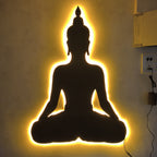 Meditating Buddha LED Backlit Metal Wall Art