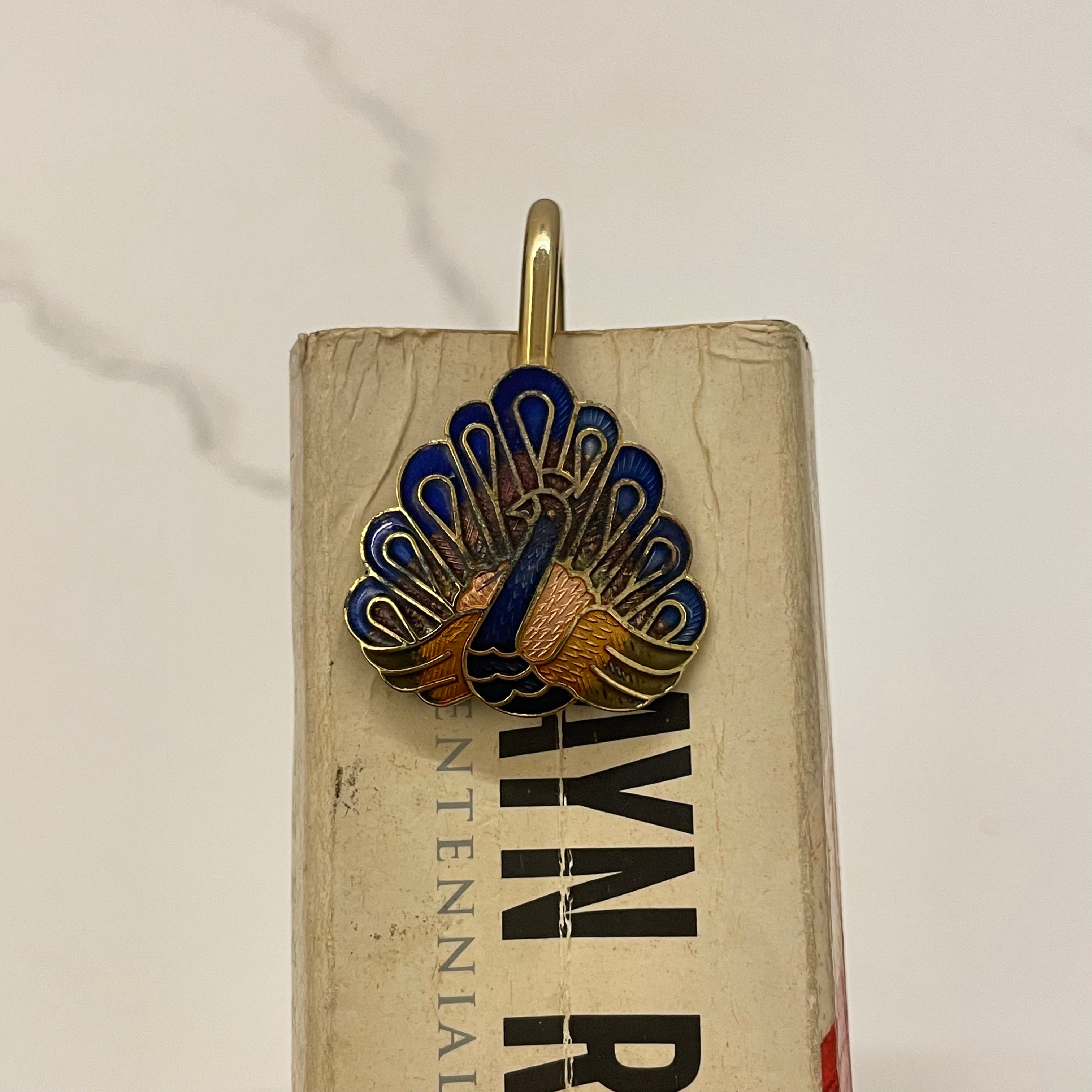 Brass Peacock Feather Bookmark – handmade enamel brass page marker