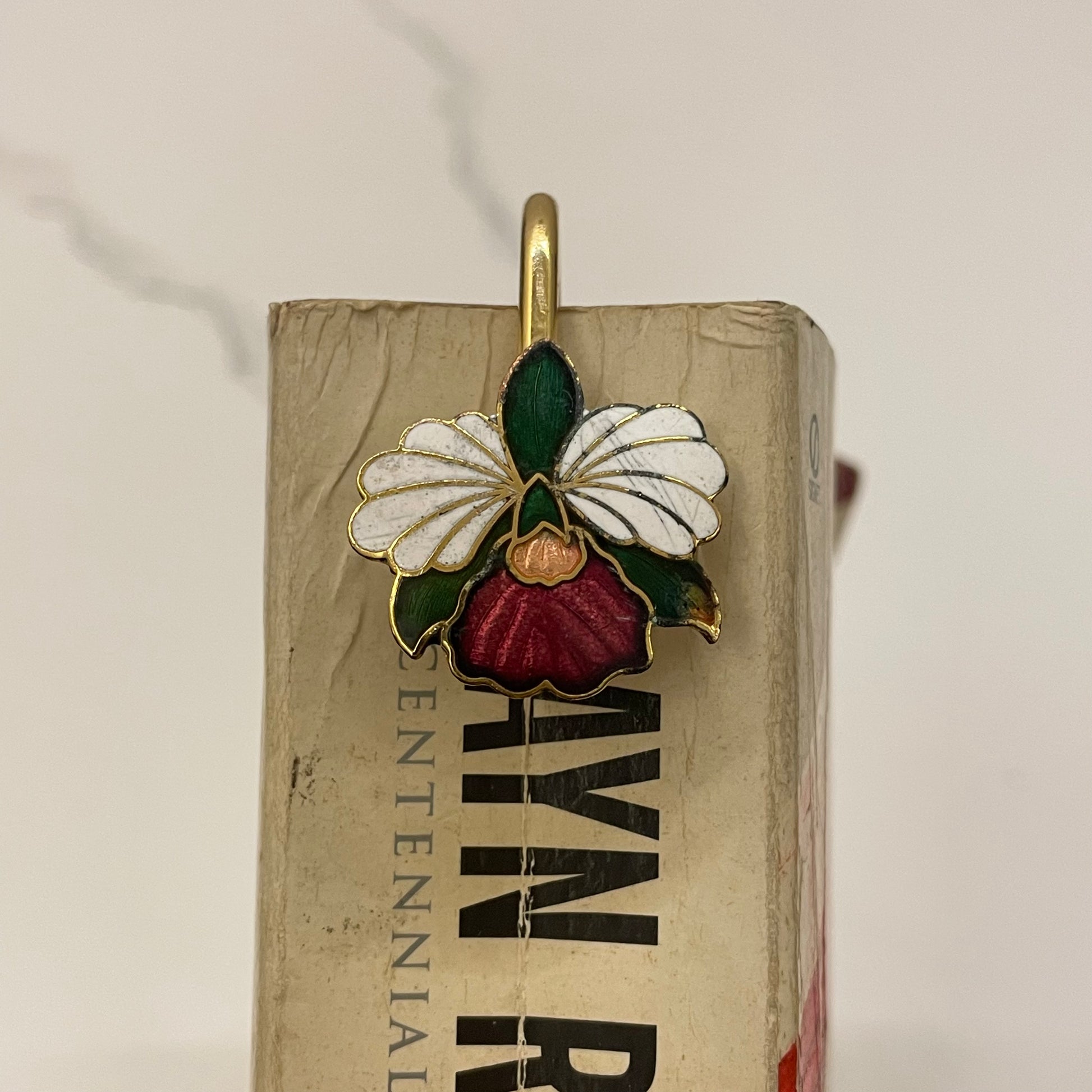 Brass Floral Bookmark – handmade enamel book accessory