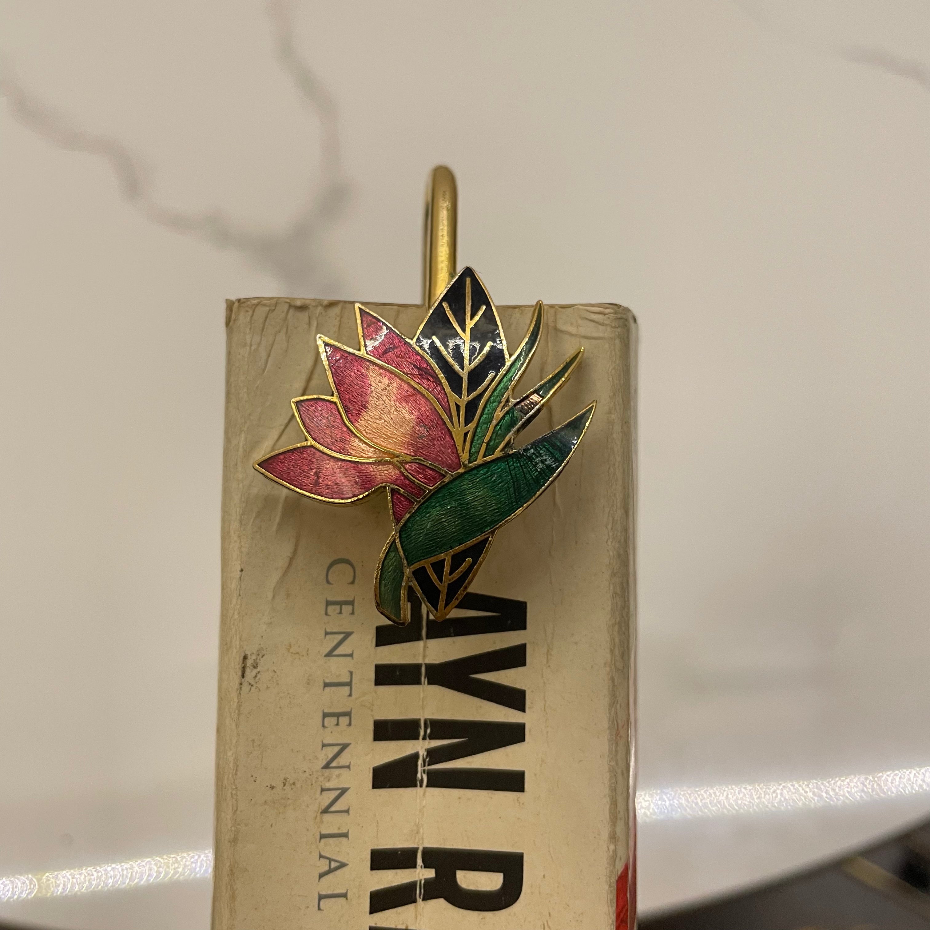 Brass Lotus Flower Bookmark – handmade enamel brass book marker