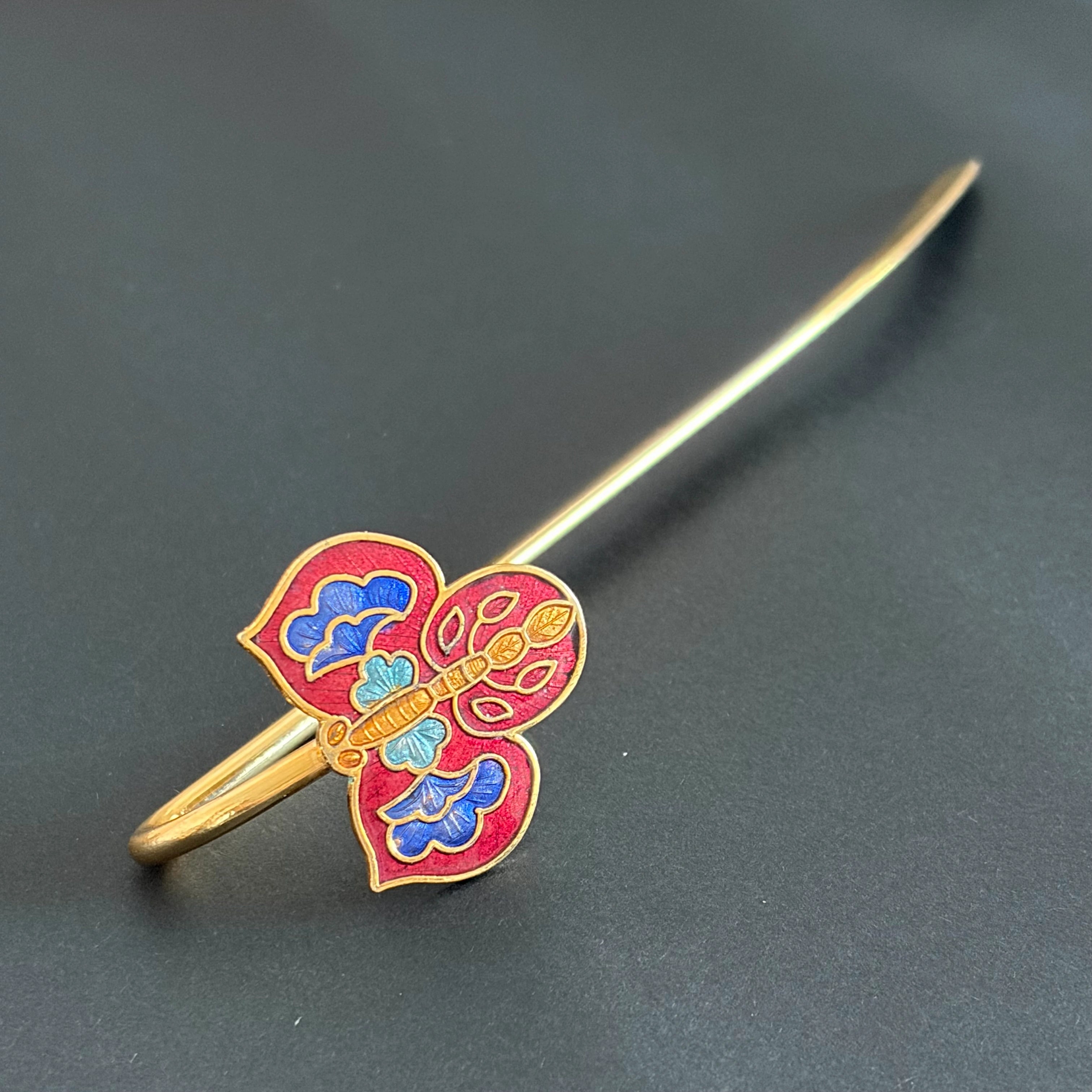 Brass Butterfly Bookmark – Red & Blue Handmade Enamel Bookmark
