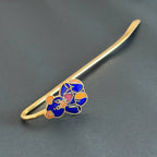 Brass Teddy Bear Bookmark – Blue Enamel Handmade Bookmark