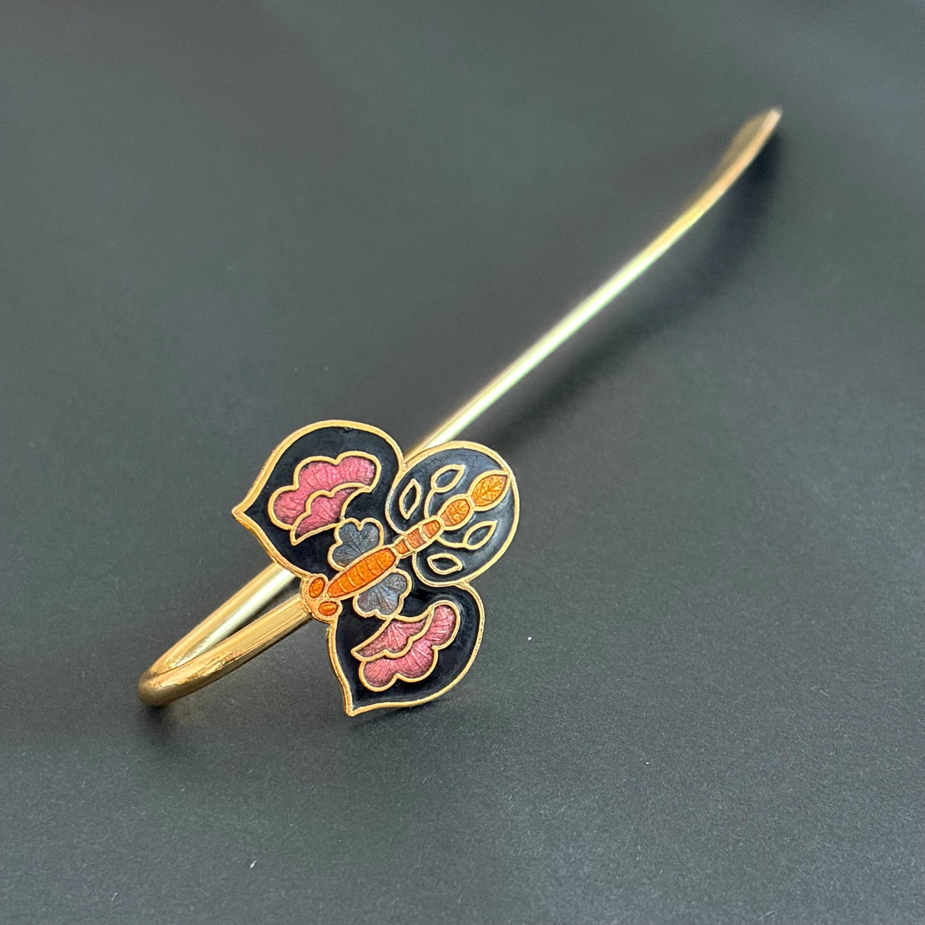 Brass Butterfly Bookmark – Black & Rose Enamel Handmade Bookmark