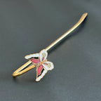 Brass Butterfly Bookmark – White & Maroon Enamel Handmade Bookmark