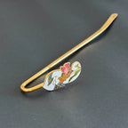 Brass Floral Bookmark – White Enamel Handmade Bookmark