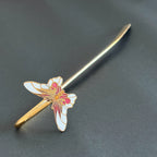 Brass Butterfly Bookmark – White & Red Enamel Handmade Bookmark