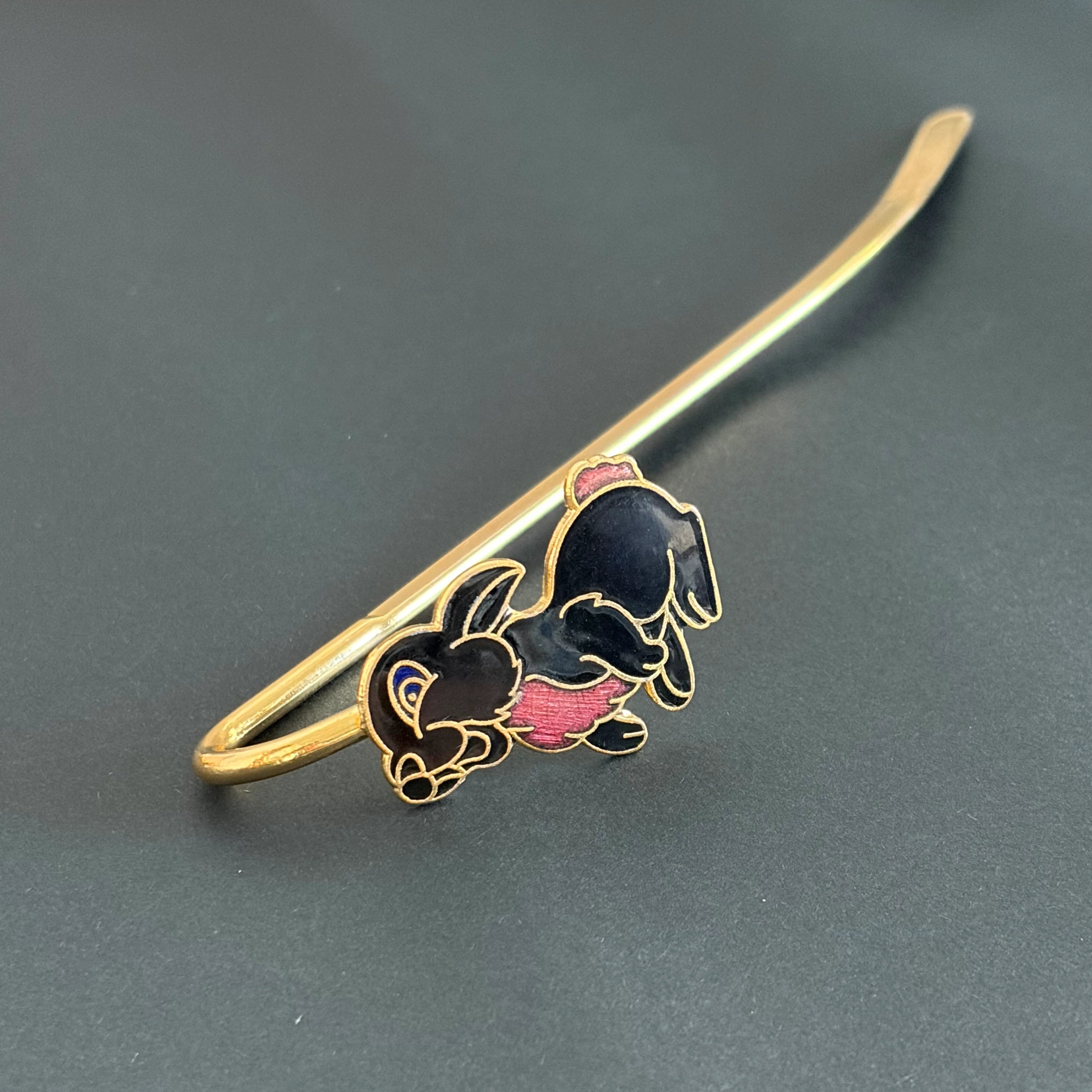 Brass Rabbit Bookmark – Black Enamel Handmade Bookmark