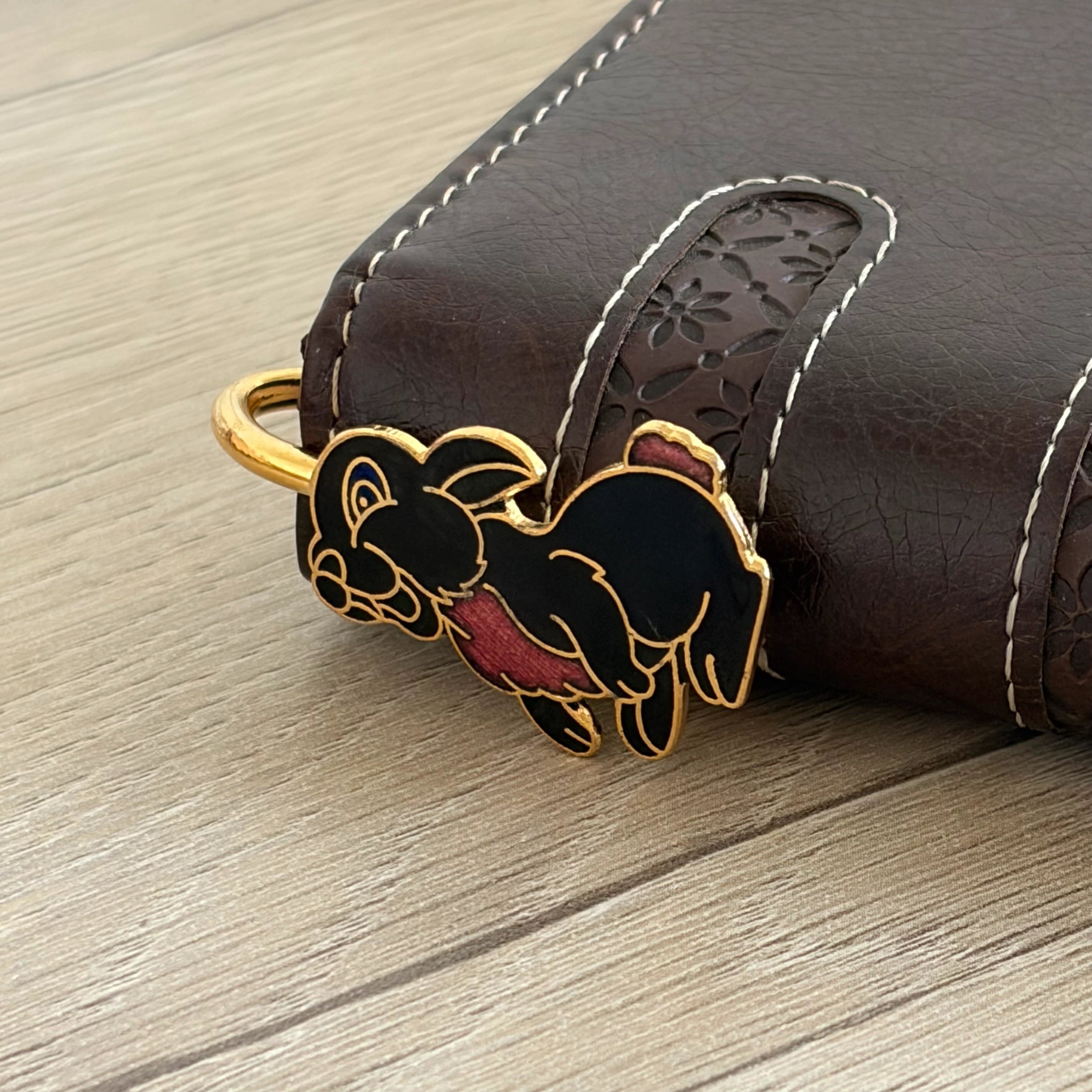 Brass Rabbit Bookmark – Black Enamel Handmade Bookmark