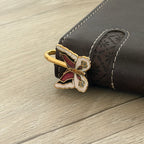 Brass Butterfly Bookmark – White & Maroon Enamel Handmade Bookmark