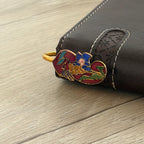 Brass Floral Bookmark – Red Enamel Handmade Bookmark