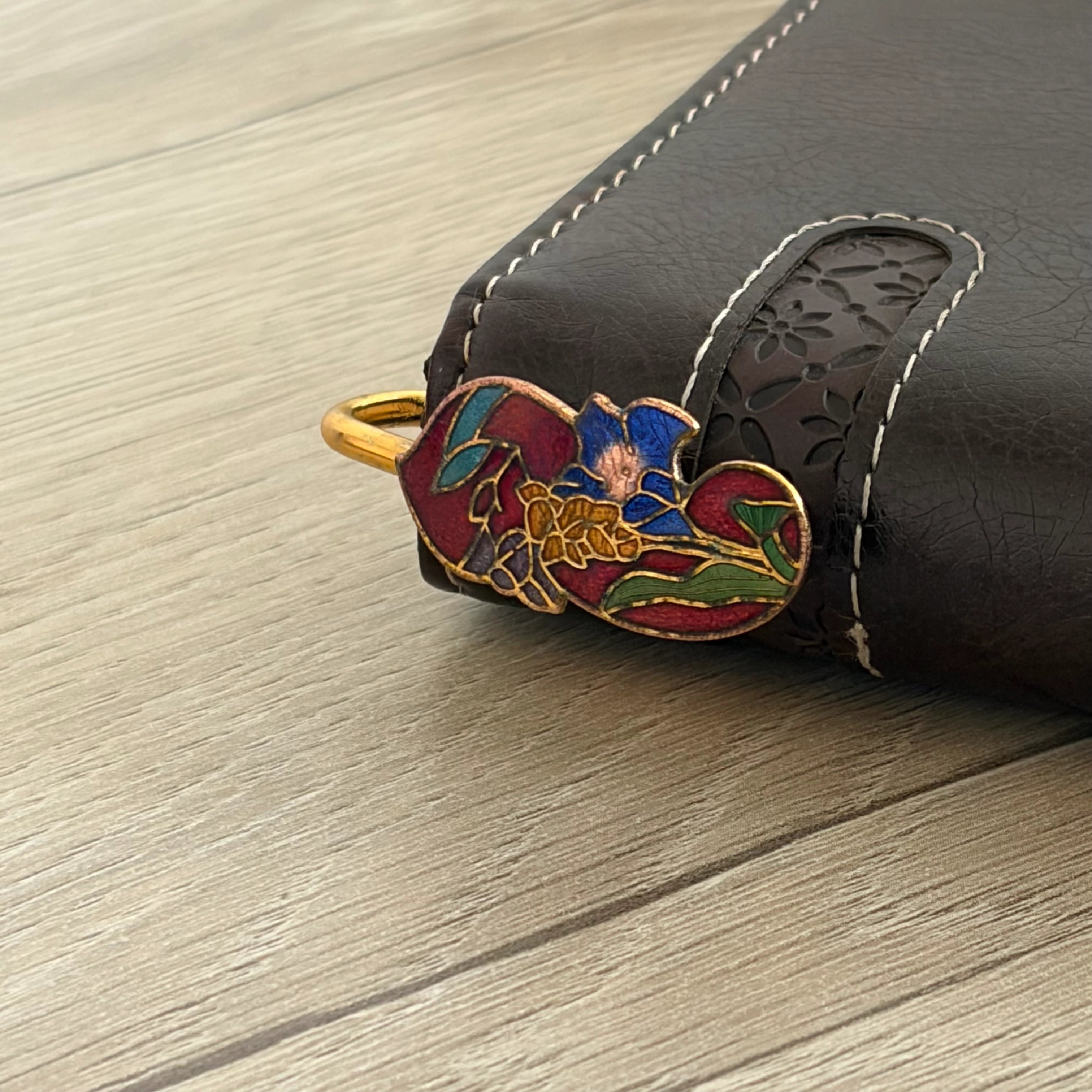 Brass Floral Bookmark – Red Enamel Handmade Bookmark