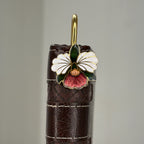 Brass Floral Bookmark – White & Red Enamel Handmade Bookmark