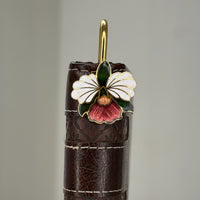 Brass Floral Bookmark – White & Red Enamel Handmade Bookmark