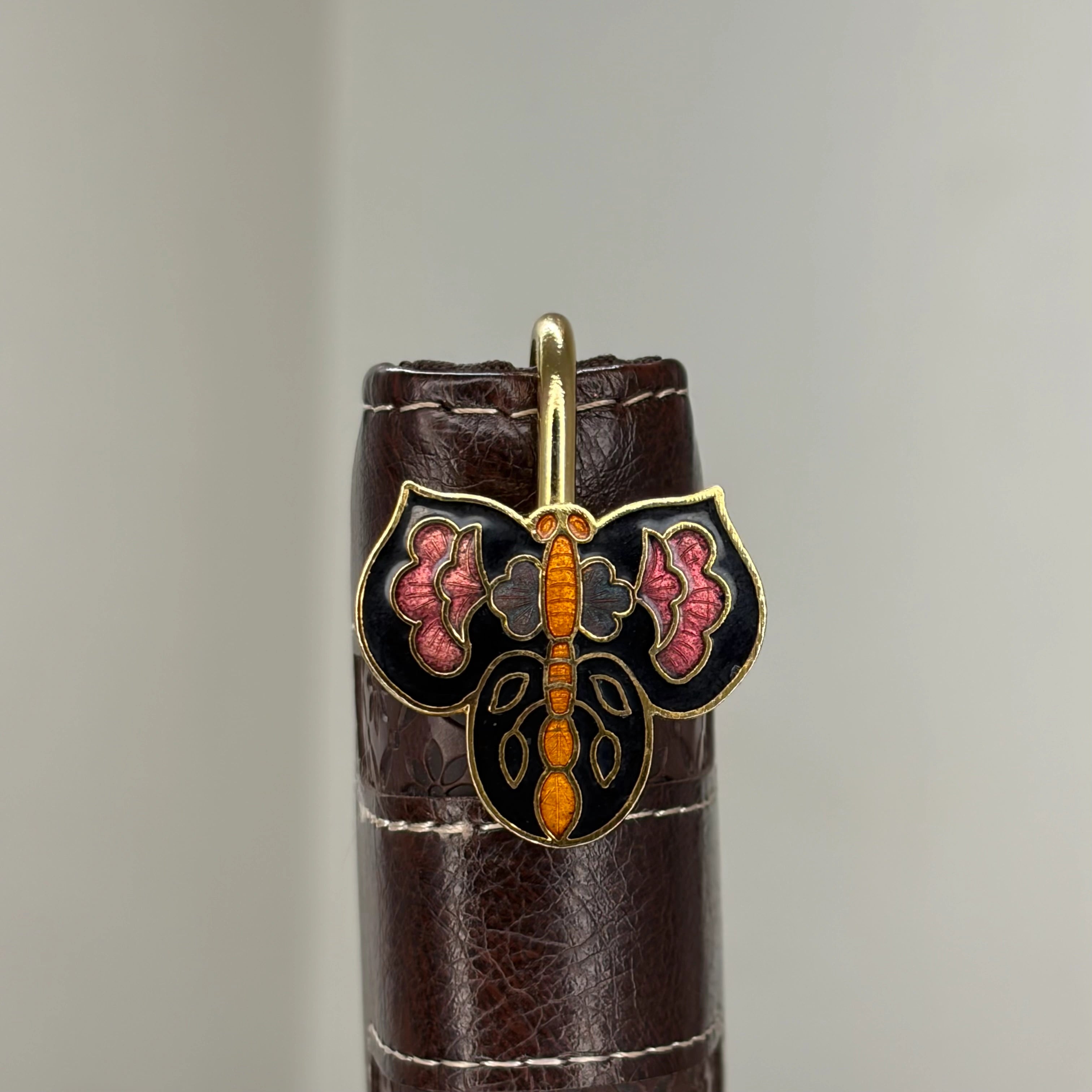 Brass Butterfly Bookmark – Black & Rose Enamel Handmade Bookmark