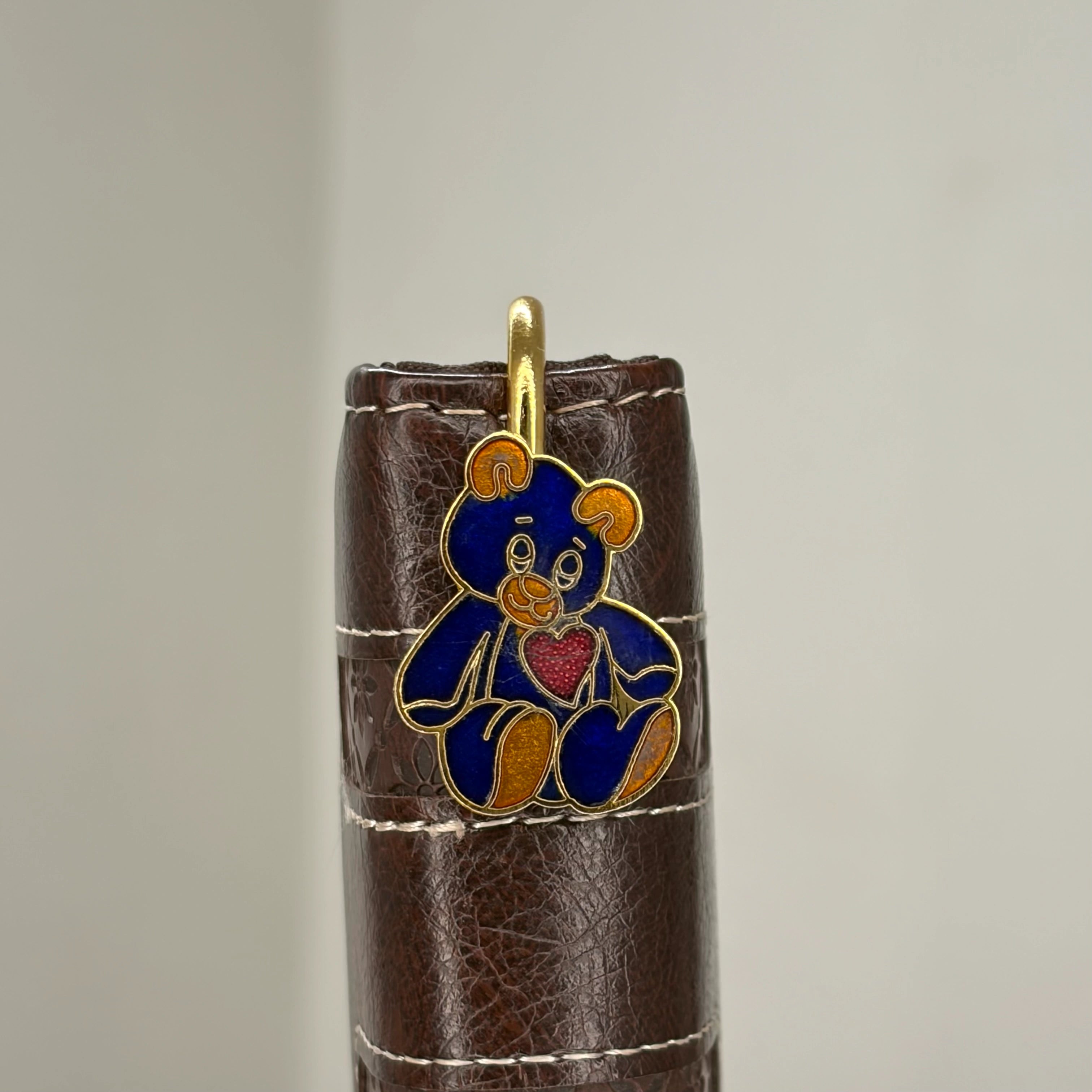 Brass Teddy Bear Bookmark – Blue Enamel Handmade Bookmark