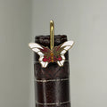 Brass Butterfly Bookmark – White & Red Enamel Handmade Bookmark