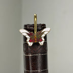 Brass Butterfly Bookmark – White & Red Enamel Handmade Bookmark
