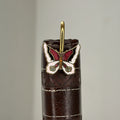 Brass Butterfly Bookmark – White & Maroon Enamel Handmade Bookmark