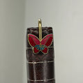 Brass Butterfly Enamel Bookmark – Handmade Red & Pink Design