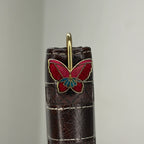 Brass Butterfly Enamel Bookmark – Handmade Red & Pink Design