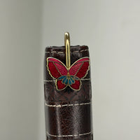 Brass Butterfly Enamel Bookmark – Handmade Red & Pink Design