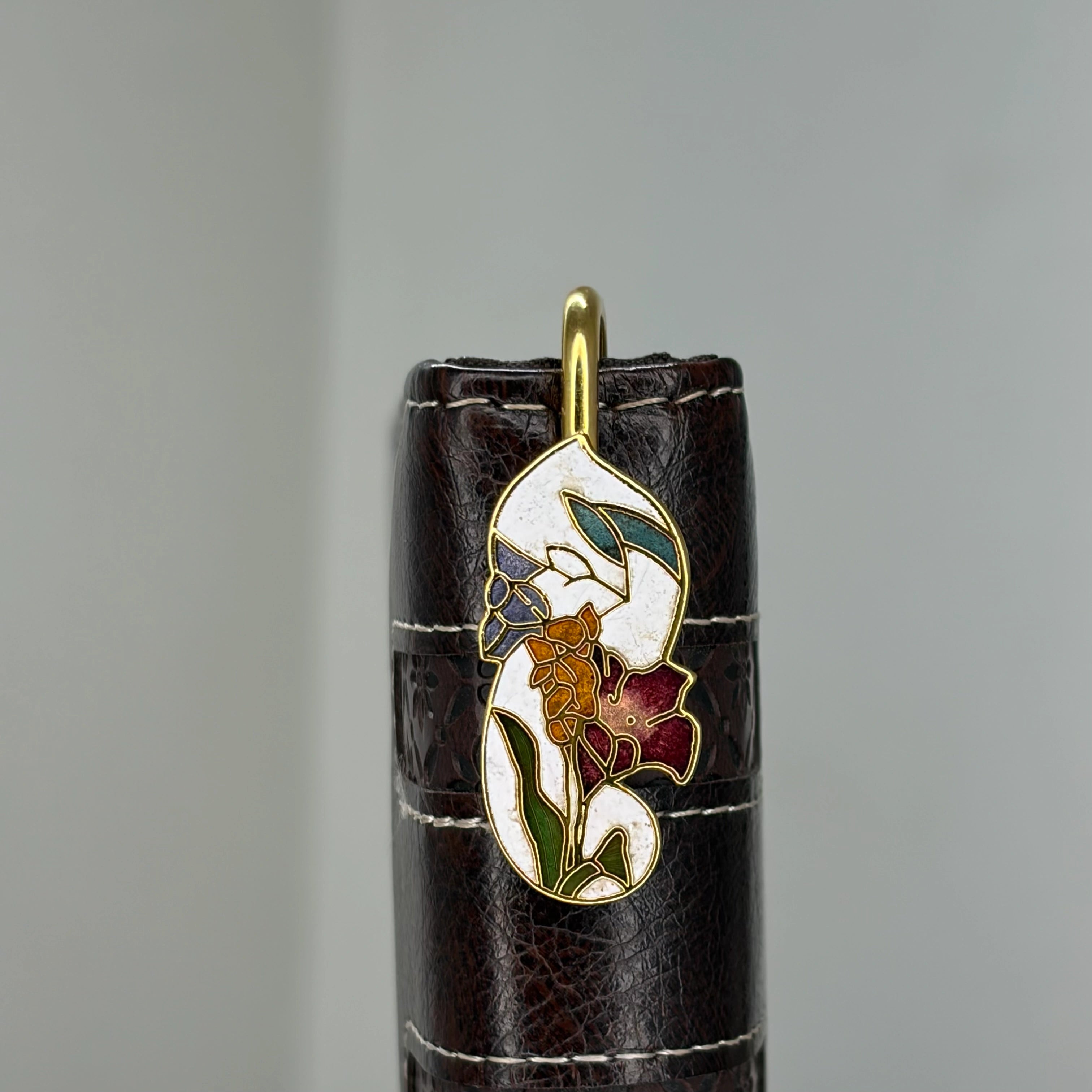Brass Floral Bookmark – White Enamel Handmade Bookmark